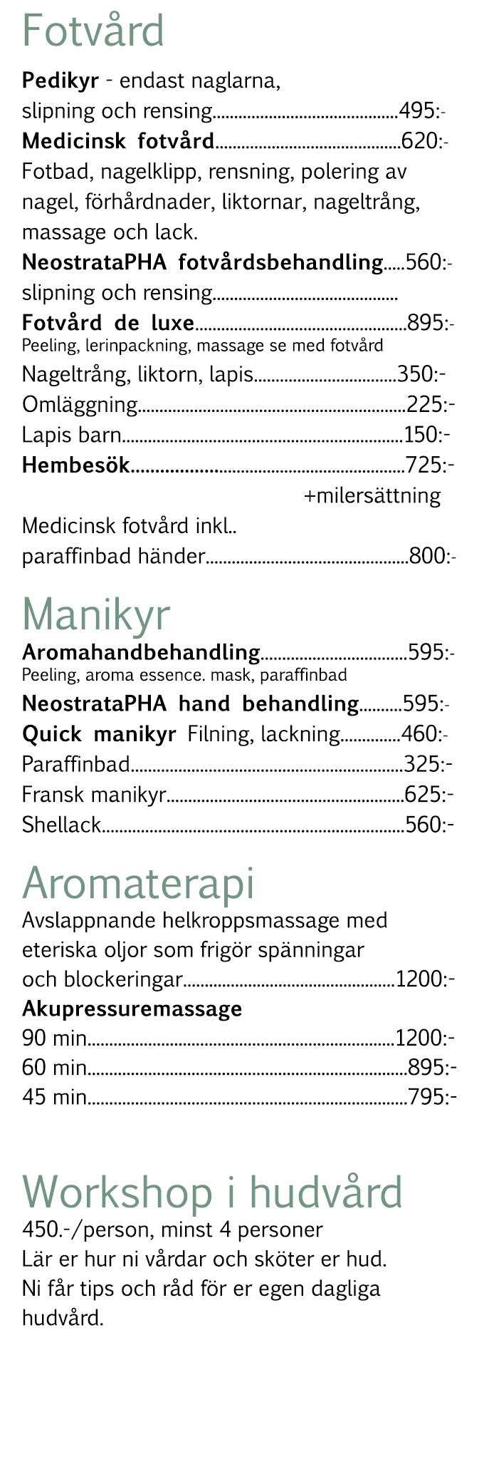 helolen prislista